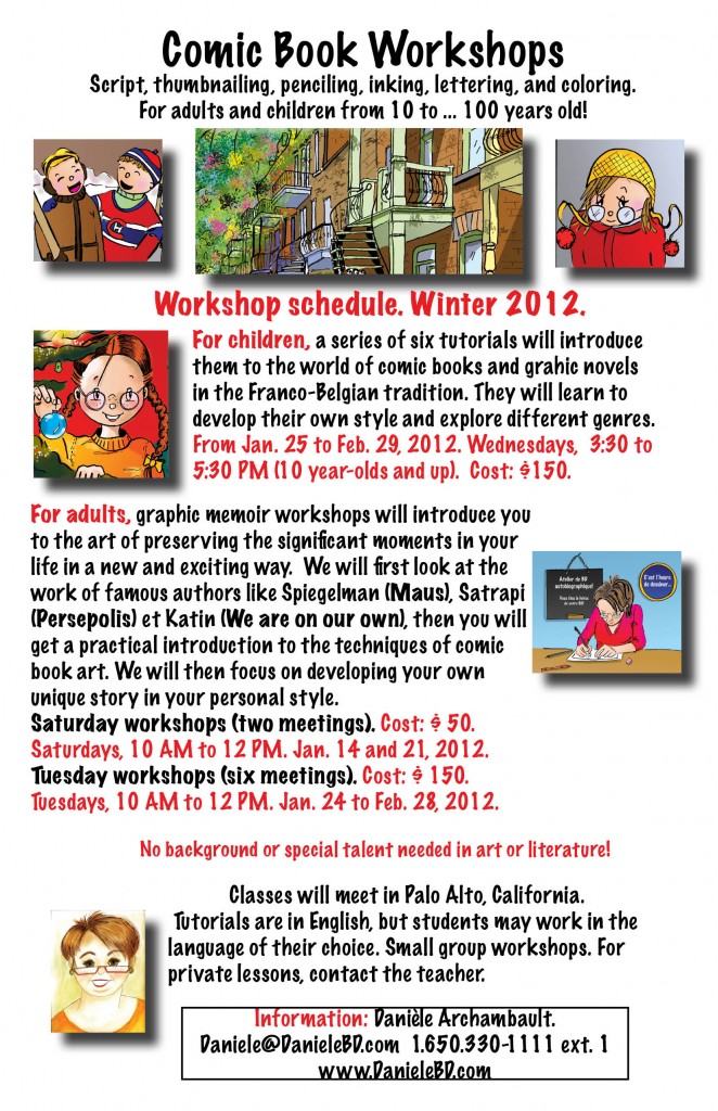 The Comic Book Workshop schedule for winter 2012. DanieleBD.