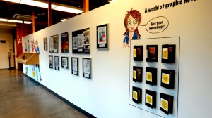 Graphic Novel display wall at the Palo Alto Art Center. DaniÃ¨le Archambault. DanieleBD