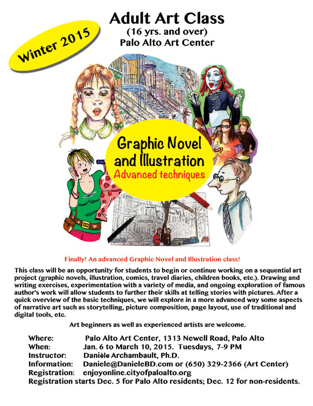 Graphic Novel and Illustration Class. Advanced techniques. Winter 2015. Palo Alto Art Center